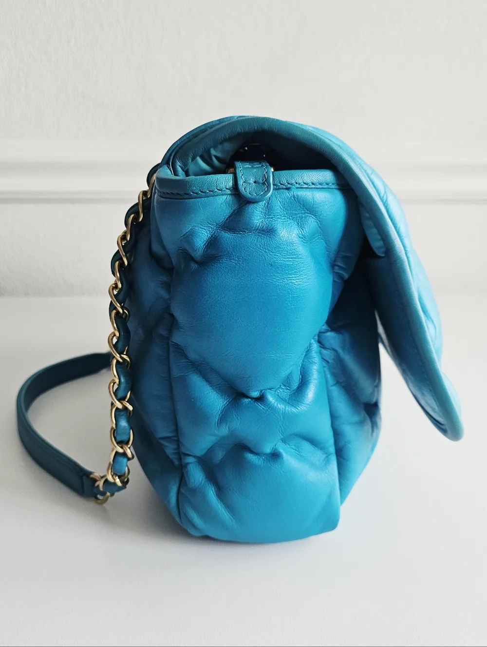 Chanel Turquoise Quilted Calfskin Large Flap Bag